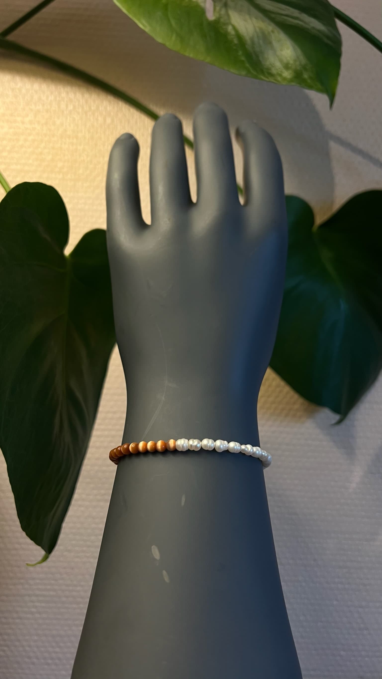 Bracelet bicolor orangé et blanc