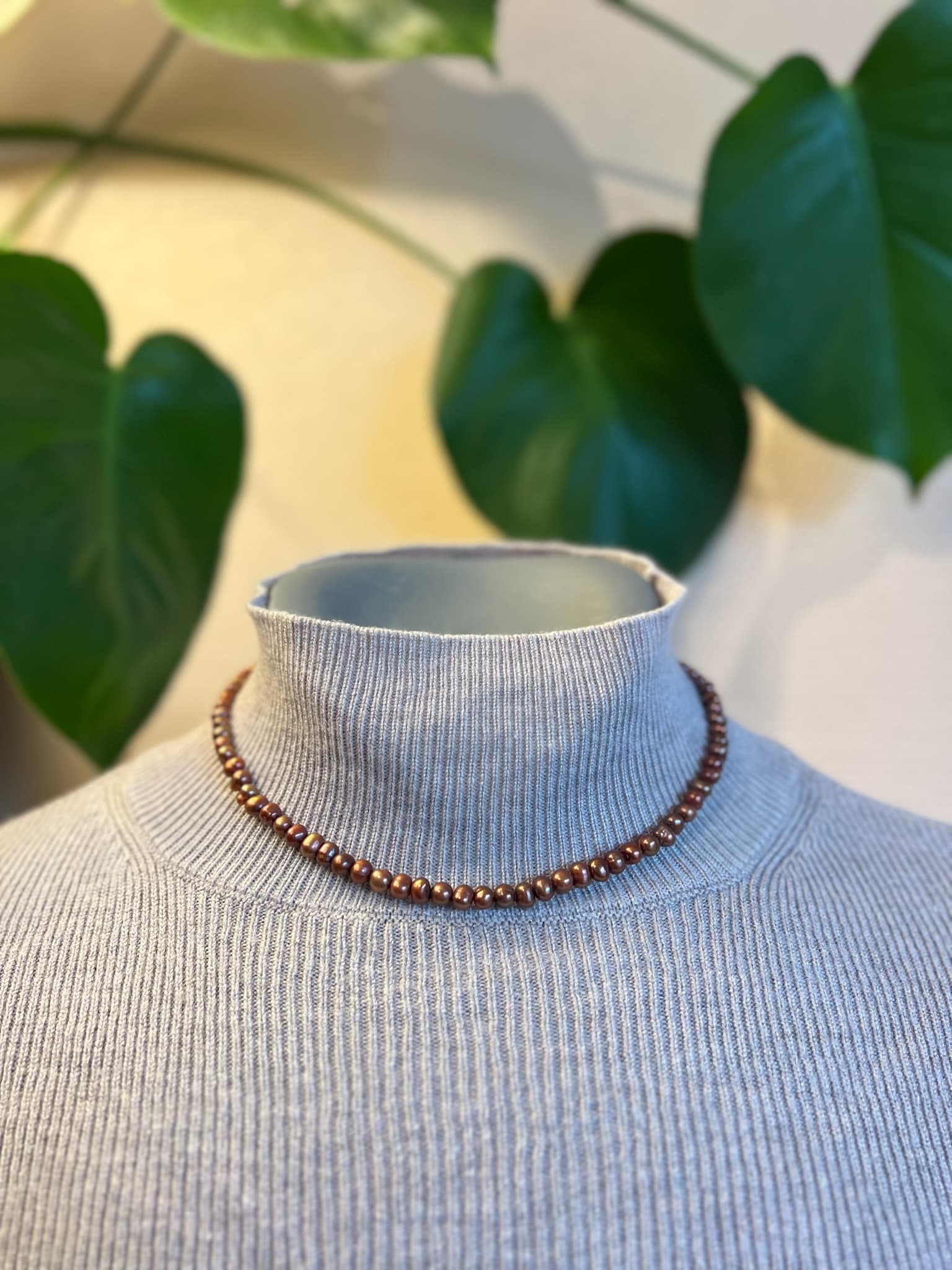 Collier perles eau douce bronze
